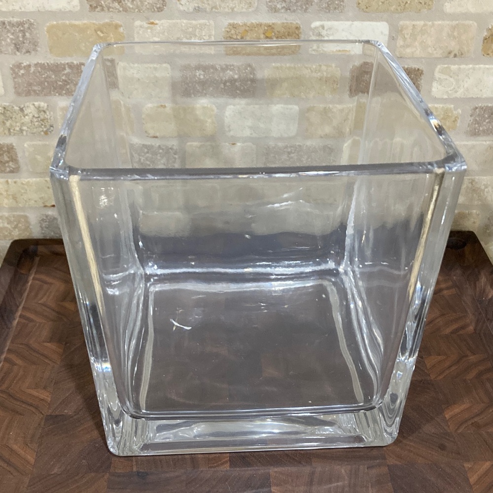 Clear Glass Square Vase